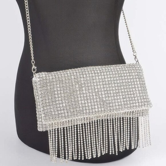 Rhinestone Fringe Clutch - Picture 5 of 6